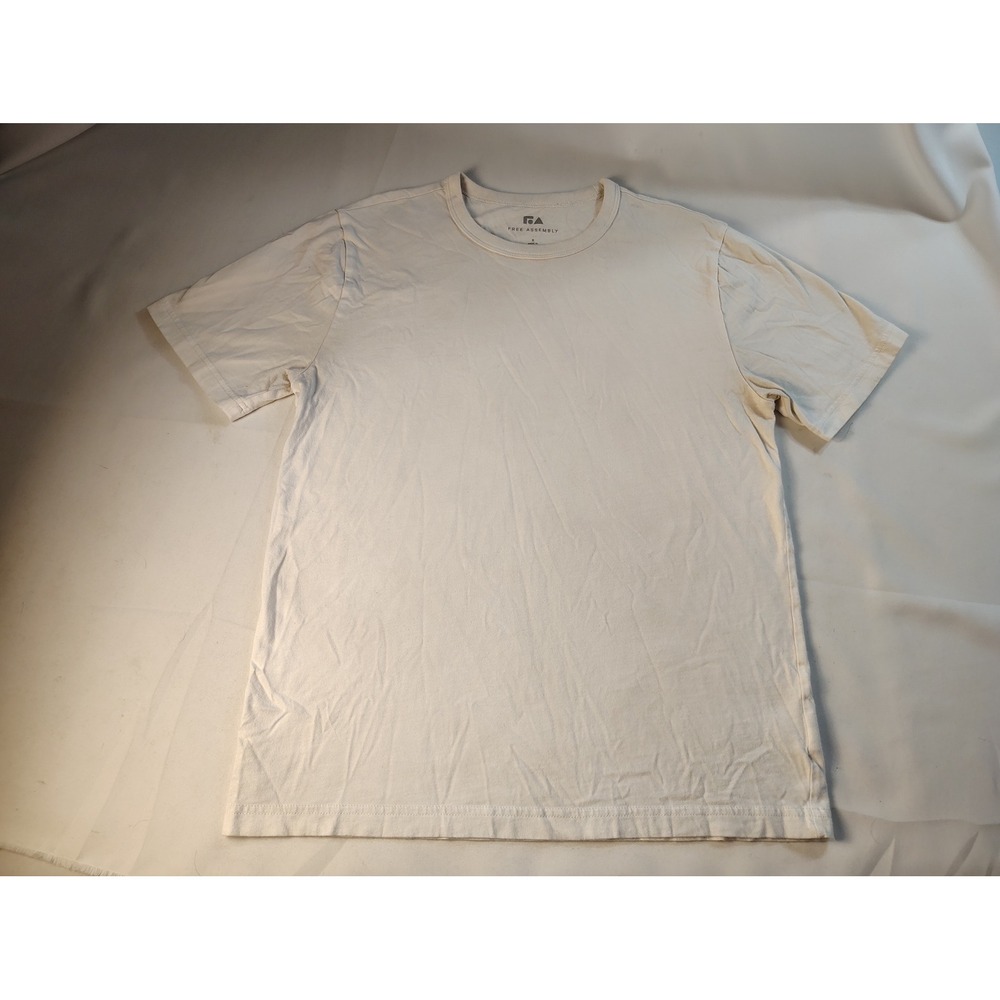 Free Assembly Mens Organic Cotton Crewneck T-Shirt Cream Small FA36008320